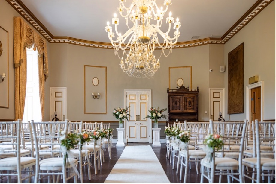 Ceremony room with chandelier